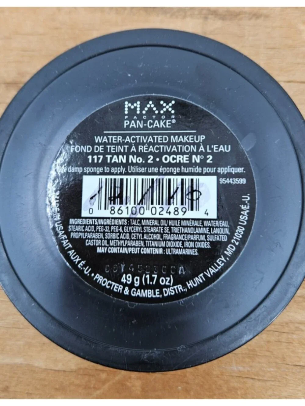 Vtg Unused Max Factor Pan-Cake Makeup 117 Tan #2 1.7oz  Water Activated